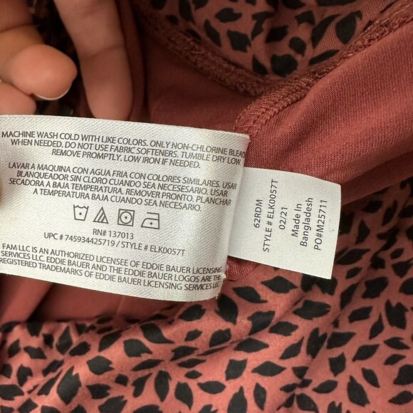 Eddie Bauer Womens M Skirt A Line Faux Wrap Rust Brown Black Spots Leaf - Picture 7 of 10